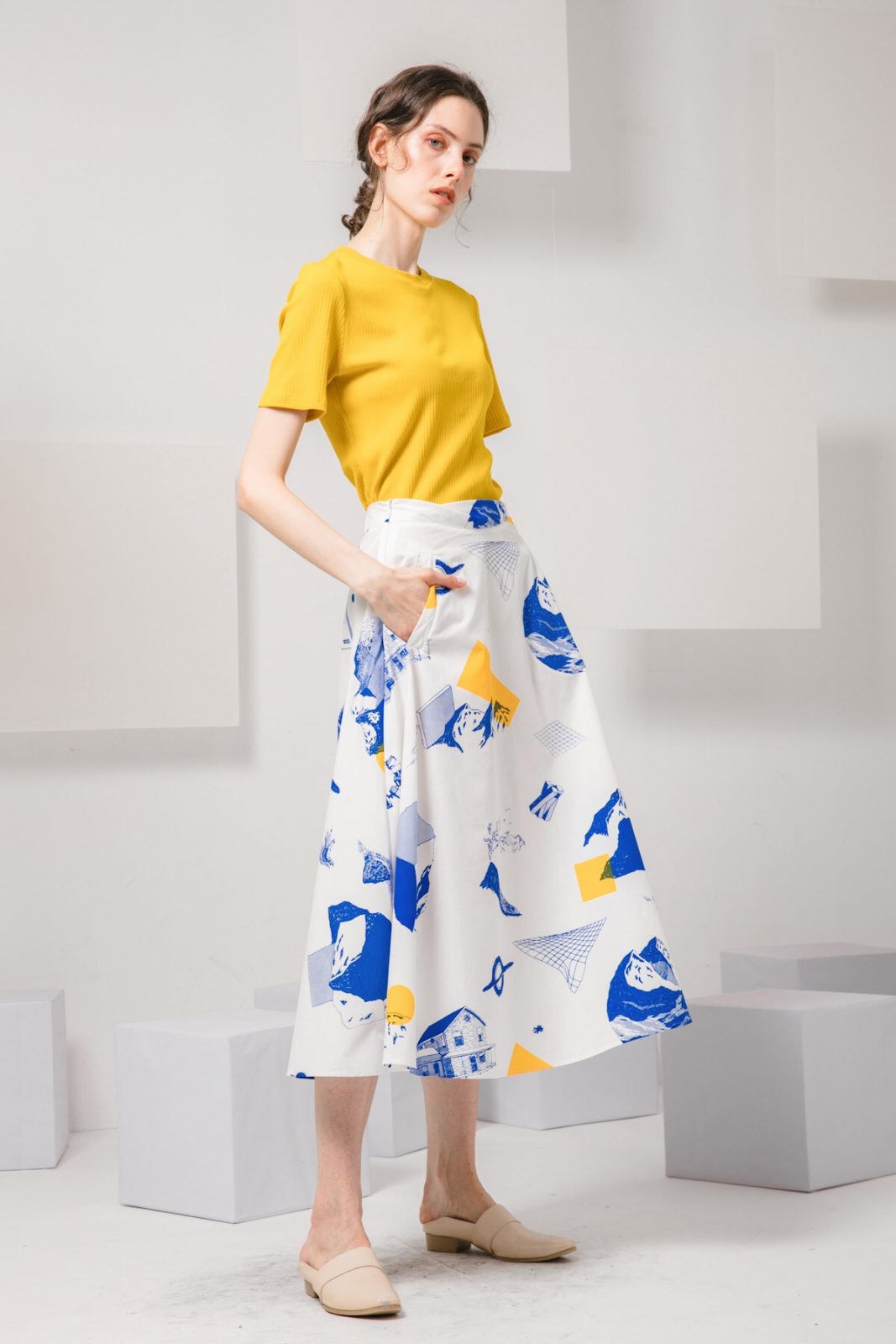 SKYE modern minimalist women clothing fashion Erin Midi Skirt interstellar 6