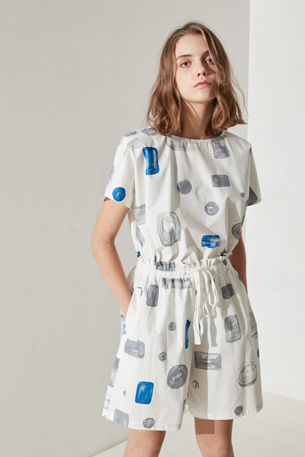 SKYE modern minimalist women clothing fashion Isla custom print top blue 1