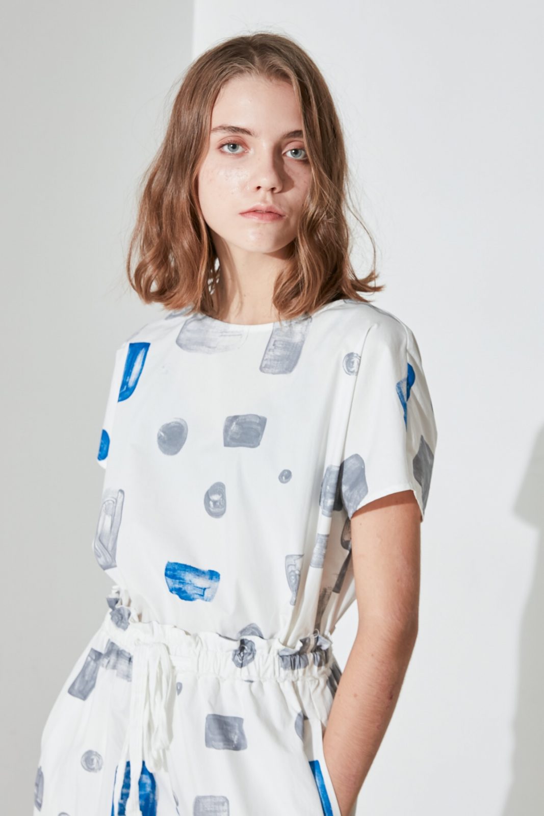 SKYE modern minimalist women clothing fashion Isla custom print top blue 3