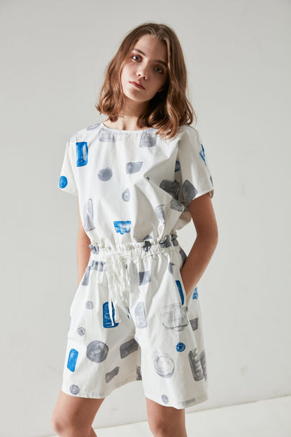 SKYE modern minimalist women clothing fashion Isla custom print top blue 4