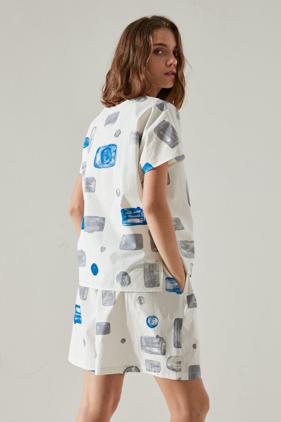 SKYE modern minimalist women clothing fashion Isla custom print top blue 5