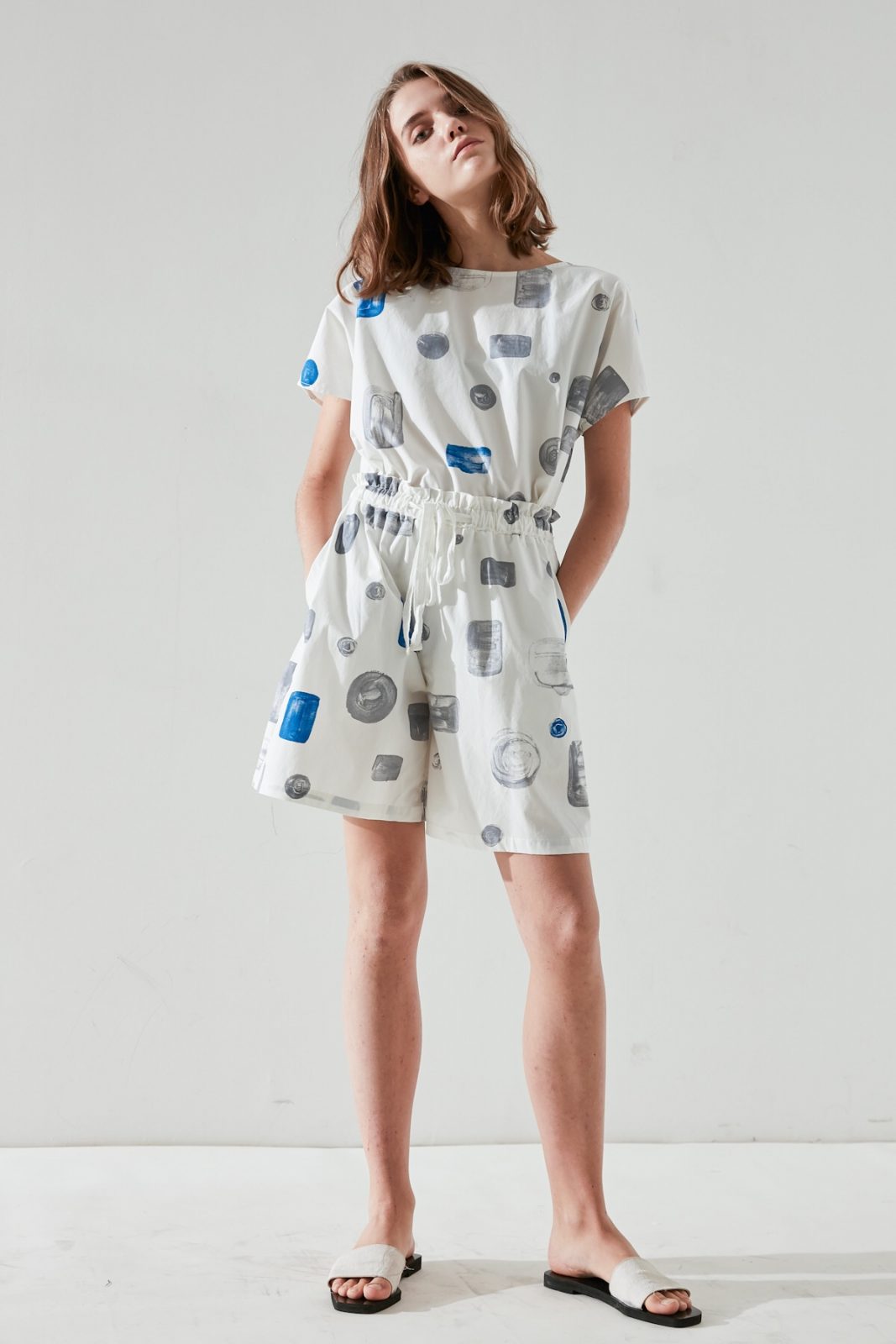 SKYE modern minimalist women clothing fashion Isla custom print top blue