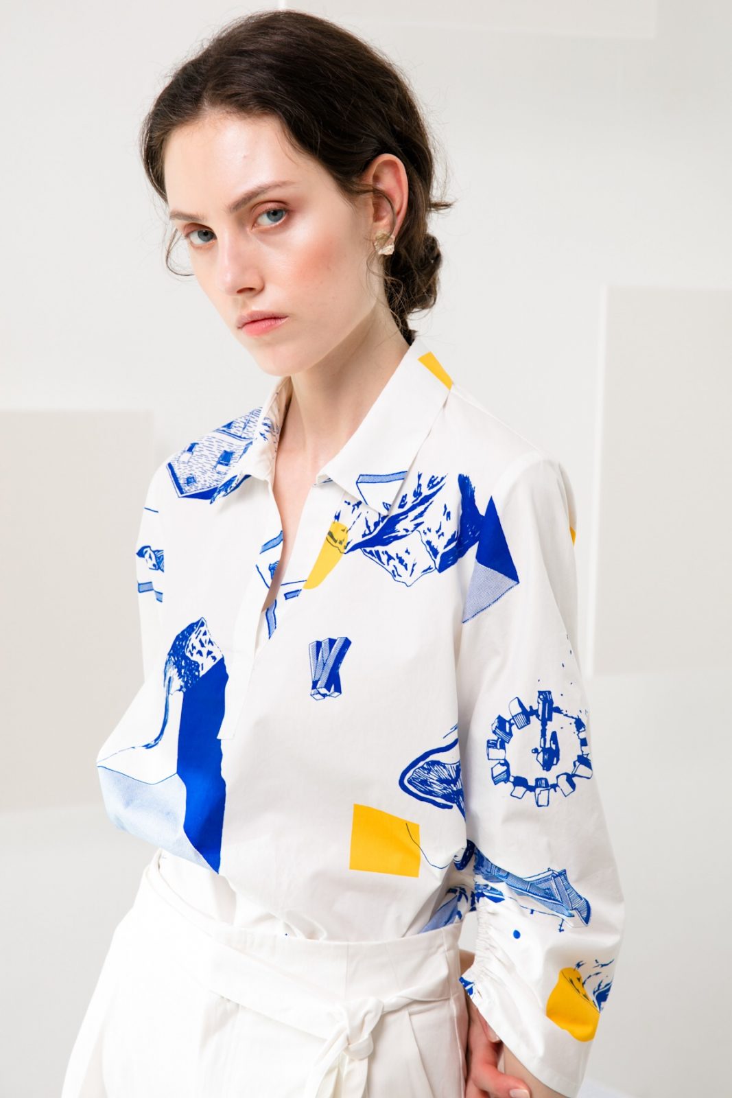 SKYE modern minimalist women clothing fashion Murphy 3:4 sleeve shirt interstellar 2