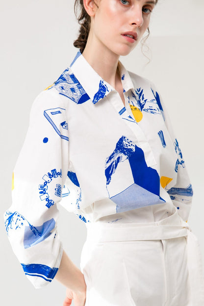 SKYE modern minimalist women clothing fashion Murphy 3:4 sleeve shirt interstellar 3