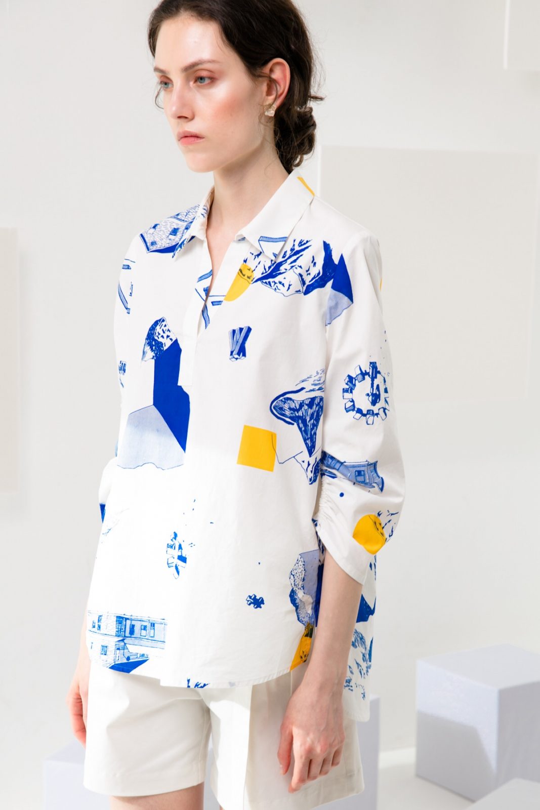 SKYE modern minimalist women clothing fashion Murphy 3:4 sleeve shirt interstellar 5