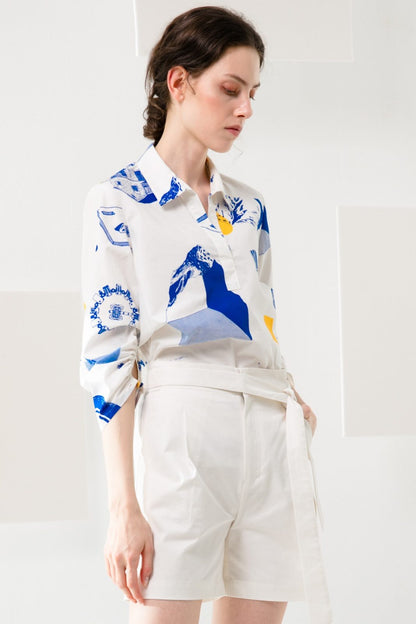 SKYE modern minimalist women clothing fashion Murphy 3:4 sleeve shirt interstellar 6
