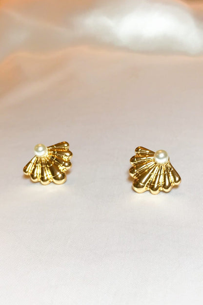 SKYE modern minimalist women fashion accessories Dion 18K Gold Pearl Fan Earrings 3