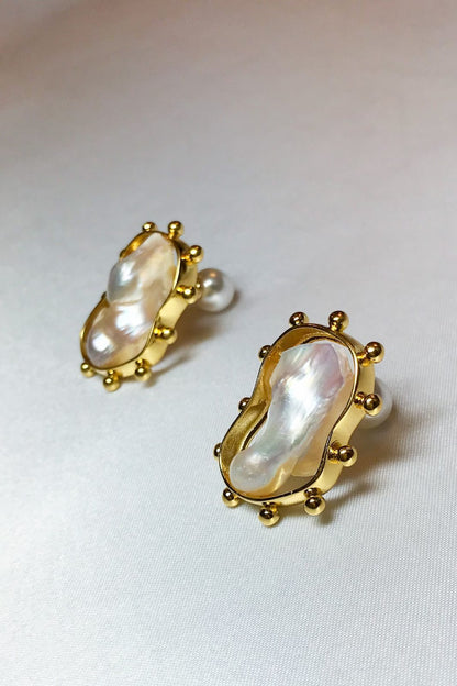 SKYE modern minimalist women fashion accessories Estee Freshwater Baroque 18K Gold Pearl Earrings