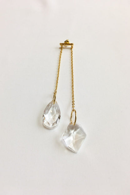 SKYE modern minimalist women fashion accessories Lumiere 18K Gold Austrian Crystal Drop Earrings 2