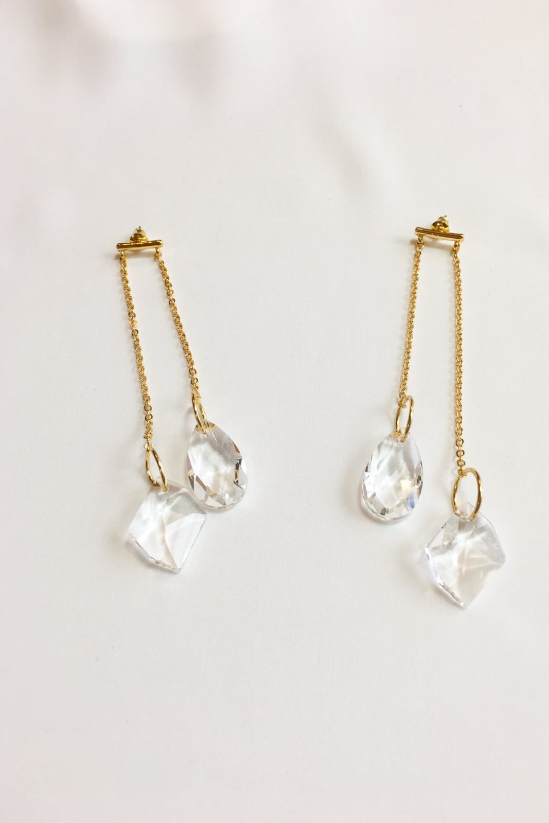 SKYE modern minimalist women fashion accessories Lumiere 18K Gold Austrian Crystal Drop Earrings 3