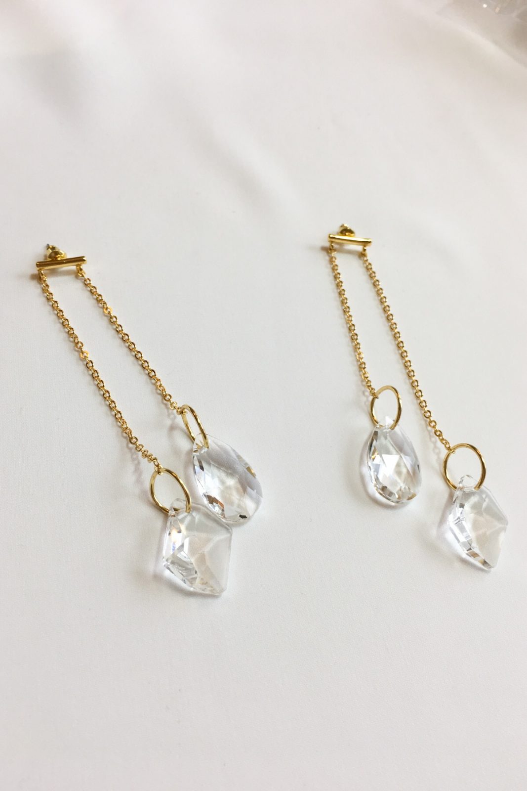 SKYE modern minimalist women fashion accessories Lumiere 18K Gold Austrian Crystal Drop Earrings