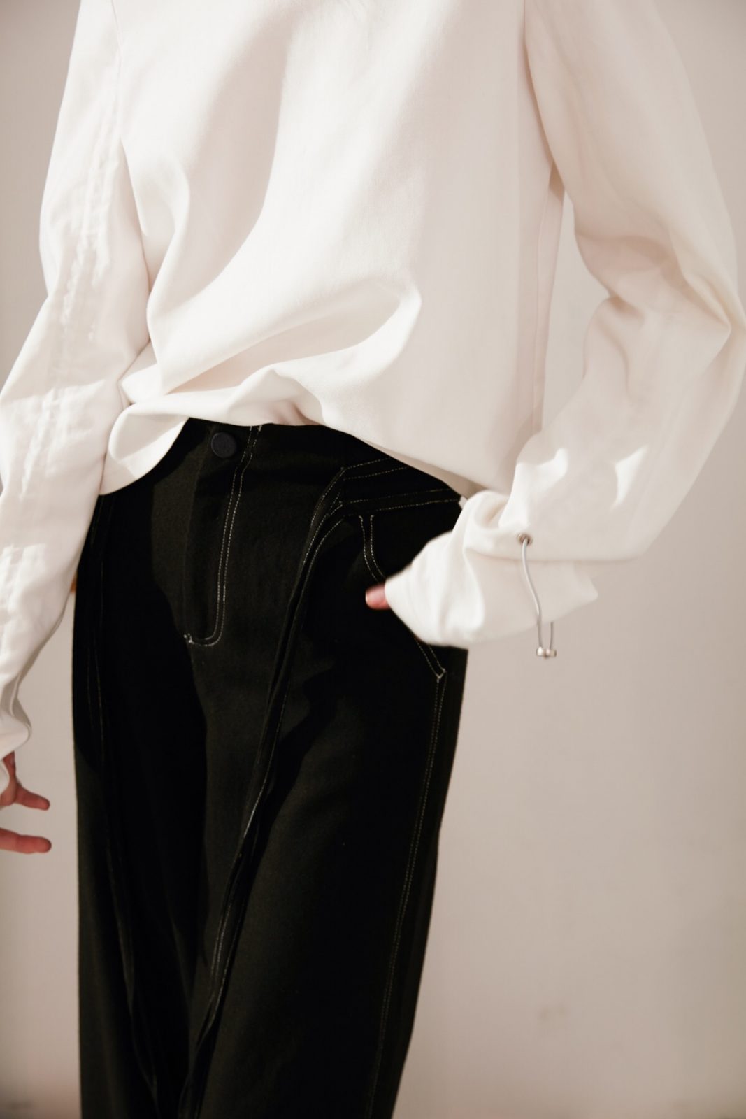 SKYE modern minimalist women fashion long sleeve drawstring top white 9