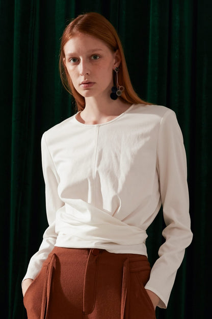SKYE modern minimalist women fashion white wrap waist top 3
