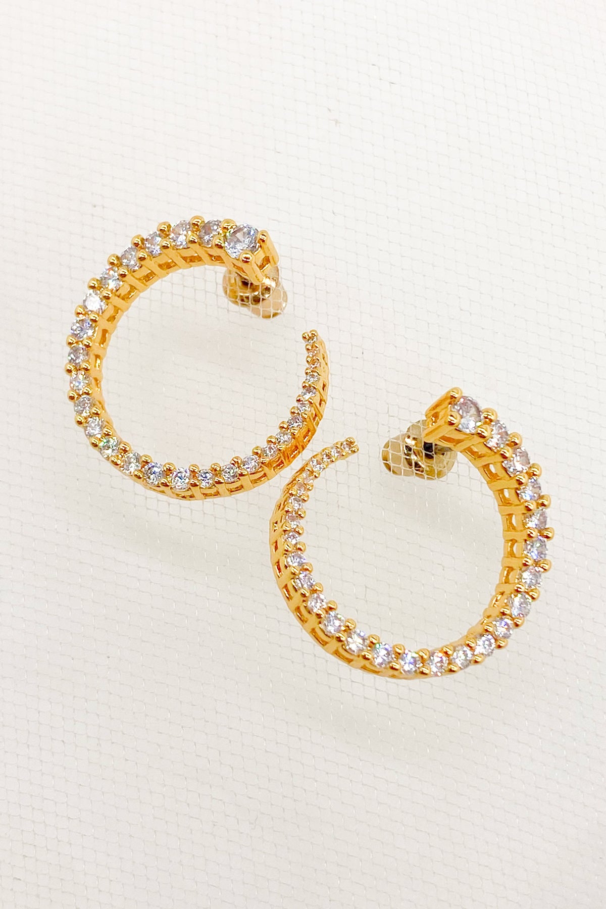 Zarina Gold Pave Twist Hoop Earrings 2