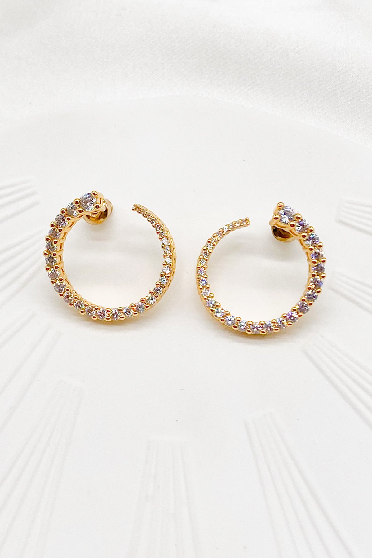 Zarina Gold Pave Twist Hoop Earrings 3