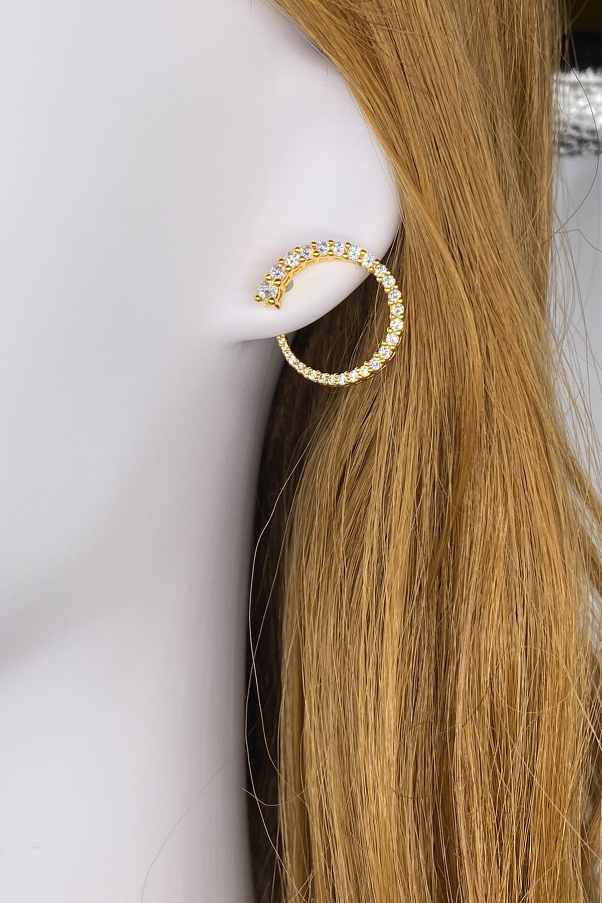 Zarina Gold Pave Twist Hoop Earrings 5