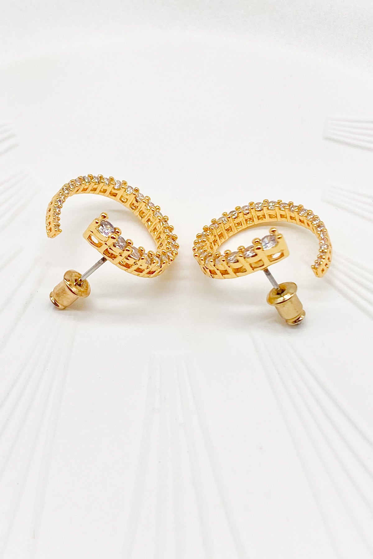 Zarina Gold Pave Twist Hoop Earrings 8